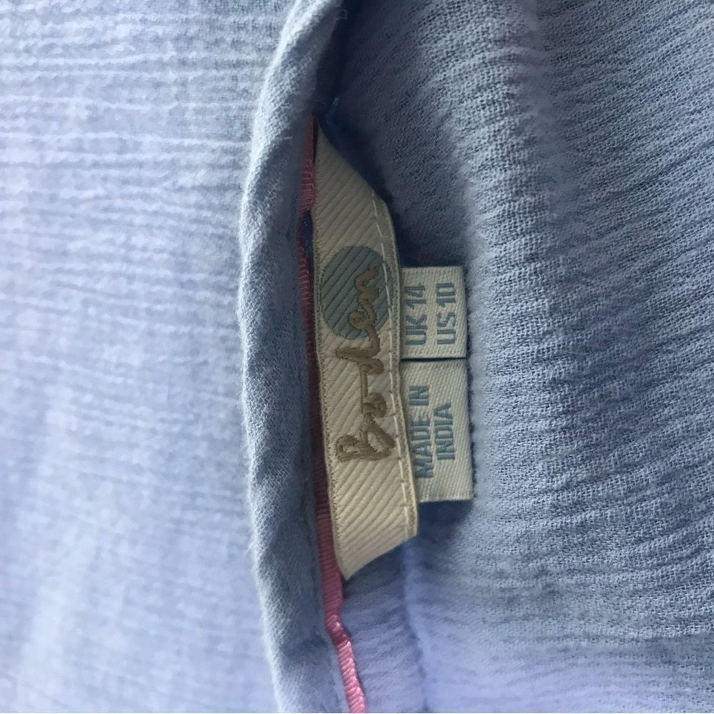 Boden Allegra Embroidered Blue Top Size 10 Tassel Tie - Picture 6 of 6